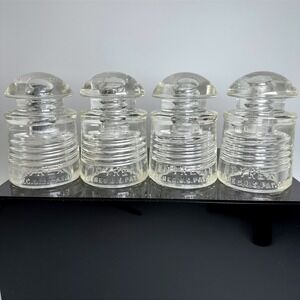 Vintage Corning PYREX CD 128 Glass Telegraph Telephone Glass Insulators Lot of 4